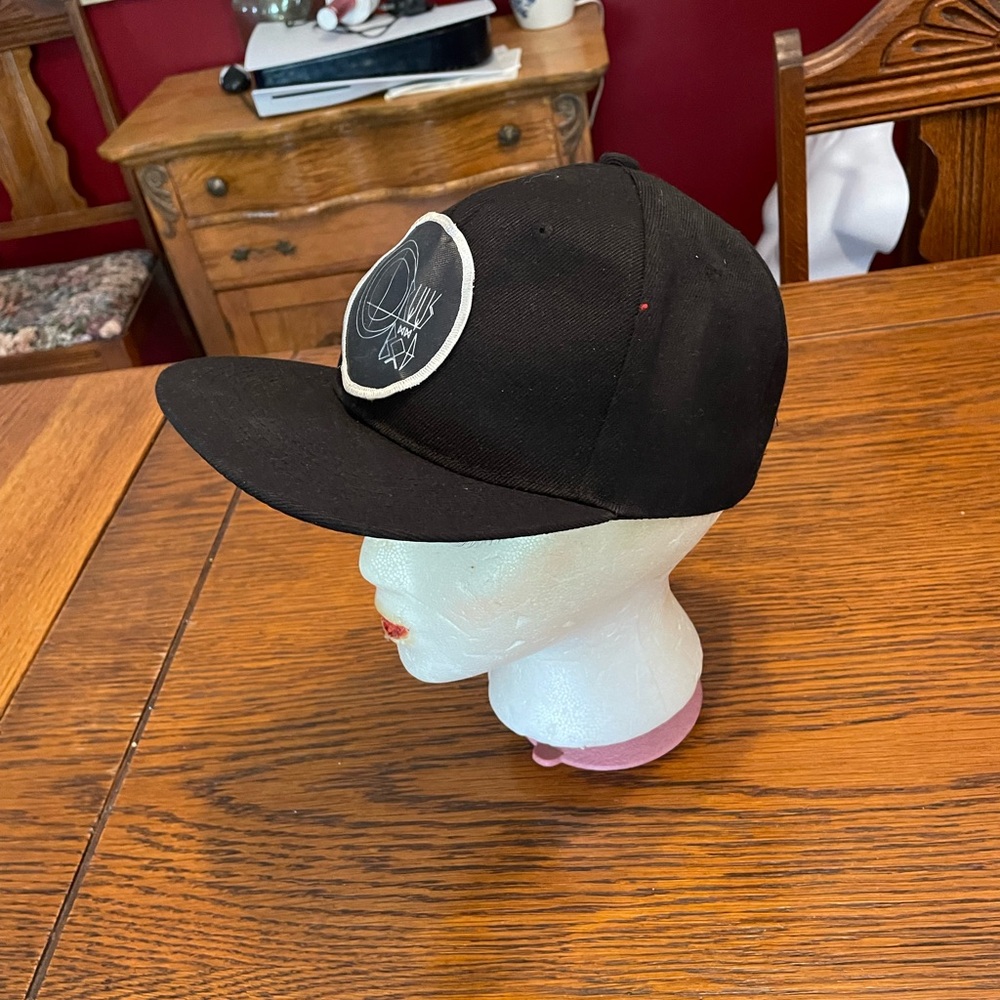 Black Snapback Hat with Round Patch